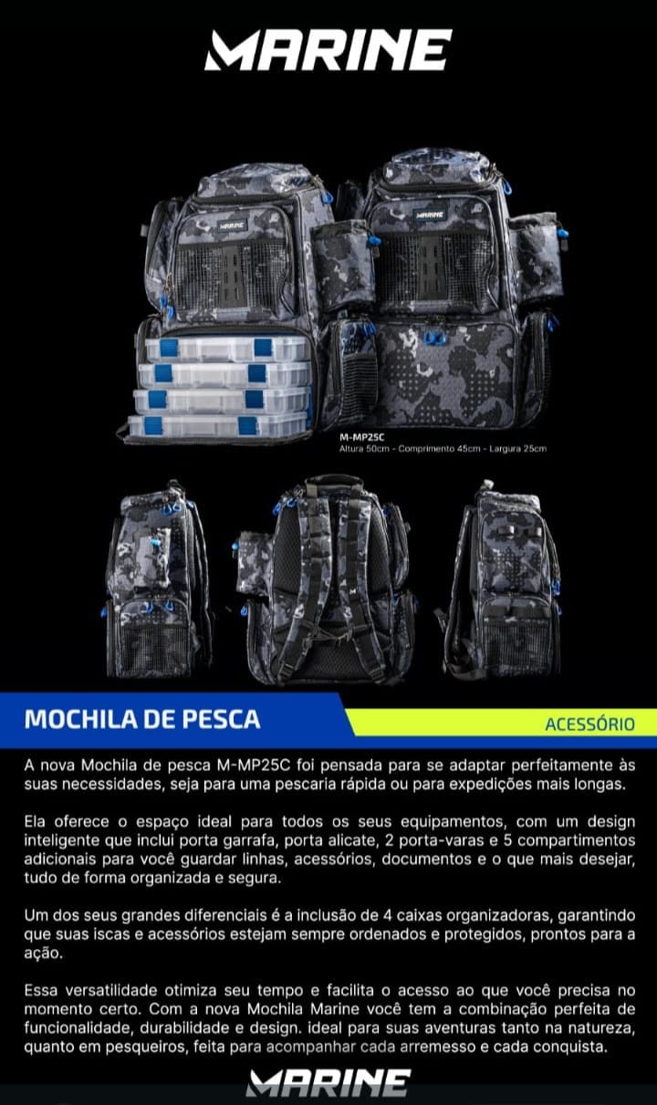 BOLSO MOCHILA PESCADOR MARINE M-MP25C  C/CAJA