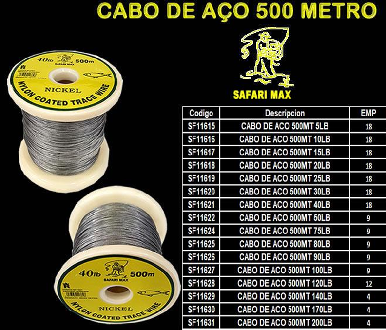 CABLE ACERO SAFARI MAX 100LB X 500M