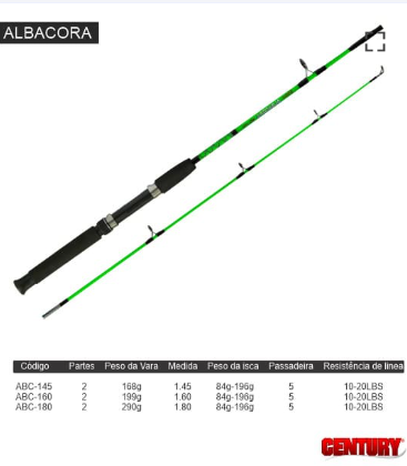CAÑA CENTURY ALBACORA 1.80mt 10/20 LB 2T