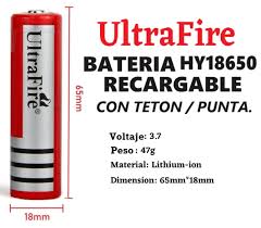 BATERIA ULTRAFIRE RECARGABLE PARA LINTERNAS